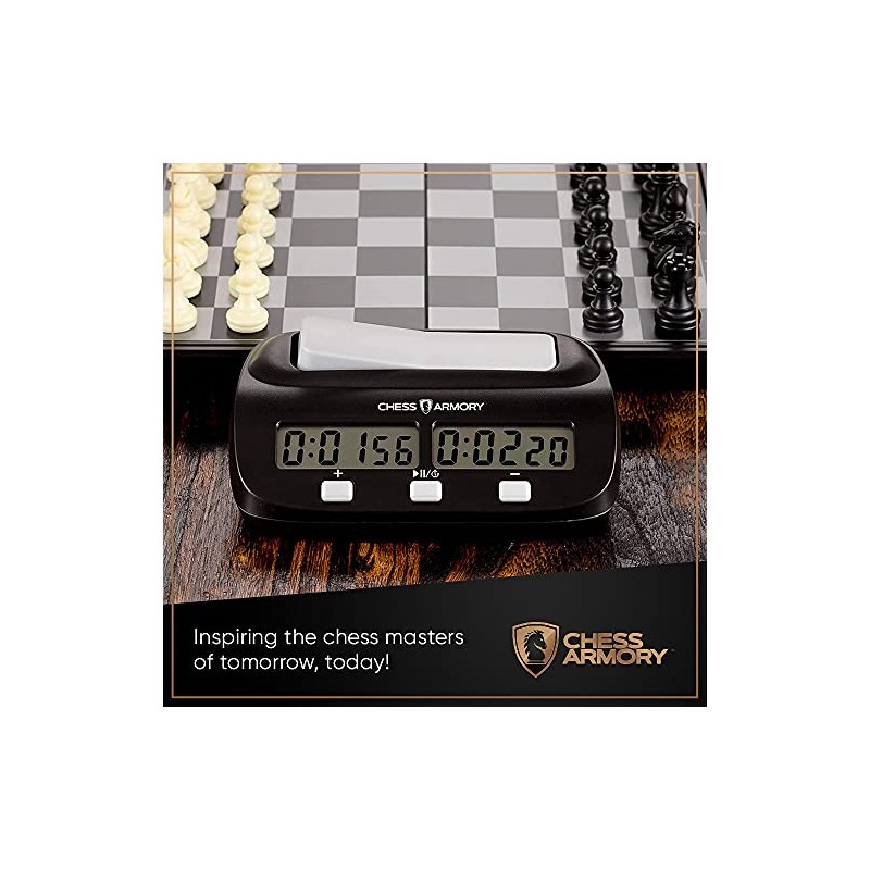 Chess Armory Digital Chess Clock - Portable Timer with Tournament