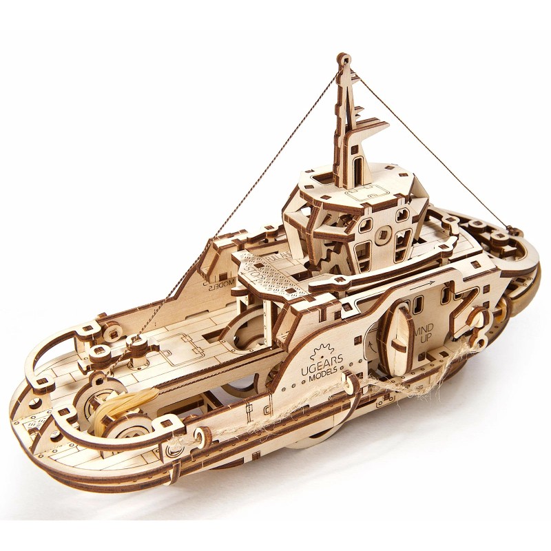 UGEARS Tugboat Ugears 3D Mechanical Wooden Model DIY 3D Brainteaser