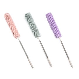 Adjustable length, cleaning under the bed, removing cobwebs, long duster, additional chenille head, purple / 길이조절 침대밑청소 거미줄제거 롱 먼지털이개, 추가셔닐헤드 퍼플