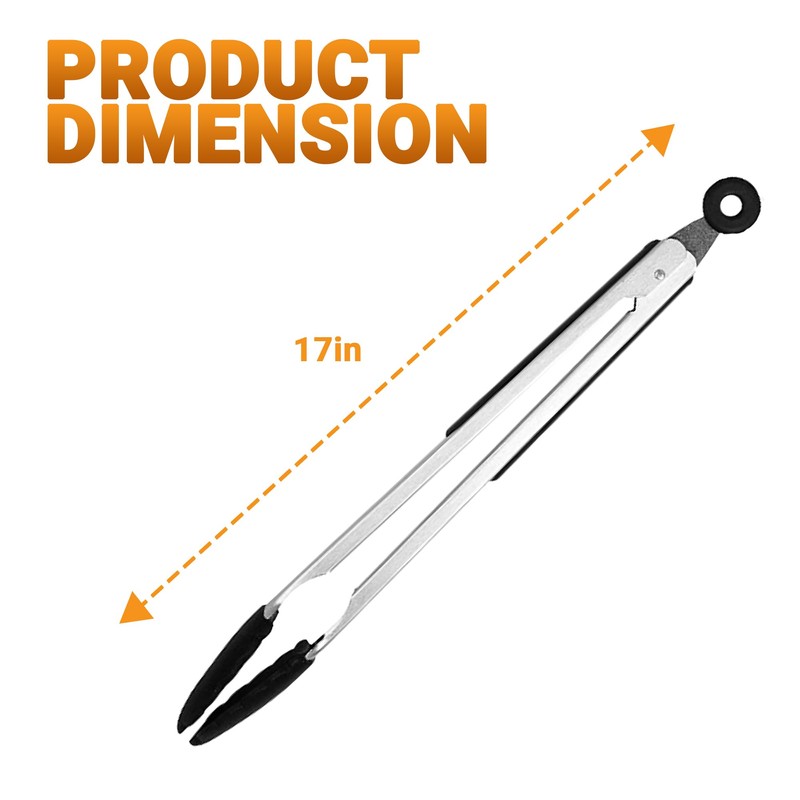 KITCOOMI Long Kitchen Grill Tongs - Heavy Duty Stainless Steel