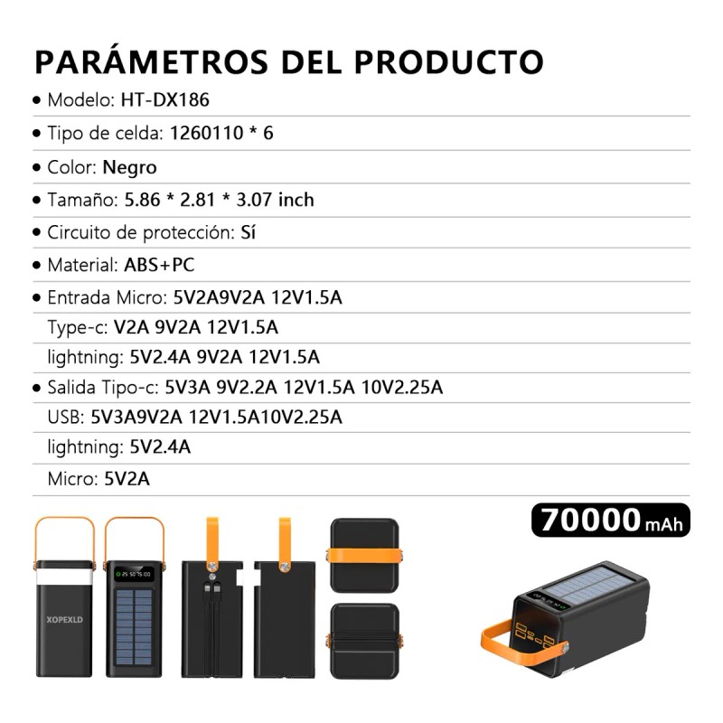 Linterna Exterior Del Banco De Energía Solar 70000 Mah