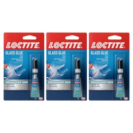 Loctite Glass Glue, Dishwasher Safe, Dries Clear & Fast Bonding, Works on Tinted Glass, Plastic & Metals - 0.07 Oz Tube, 3 Pack