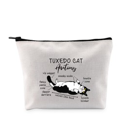 G2TUP T-uxedo C-at Lover Gift Tu-xedo Ca-t Anatomy Makeup Bag Tuxedo Cat Mom Cosmetic Bag Tuxedo Cat Owner Gift (Tuxedo Cat Anatomy MB)