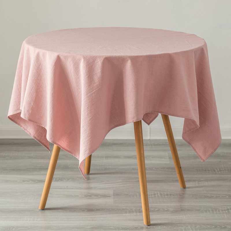 DEERLUX 100% Pure Linen Washable Tablecloth Solid Color, 52" x