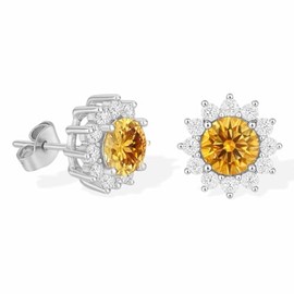 Aretes Flor de Moissanita para Mujer | Plata .925 Bañados en Oro Blanco 18K | Elixir del Lujo | Certificado GRA | Joyería Fina y Exclusiva con Brillo 