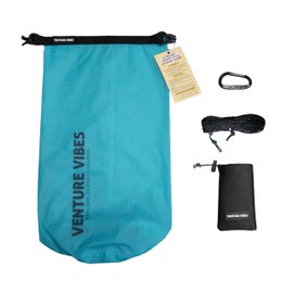 Venture Vibes | Premium Ultralight Bear Bag Kit for Backpacking | 10L Dry Bag - Neoprene Rock Sack - Reflective Slick Rope - Hanging Food Storage for Camping, Hiking, Backpacking, Thru Hiking (Blue)