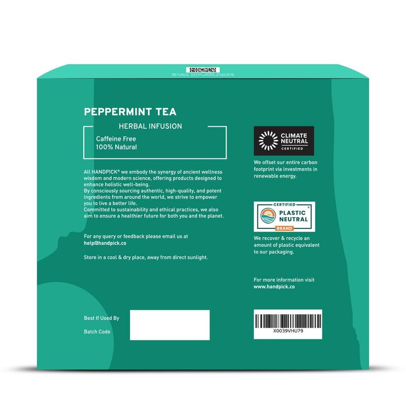HANDPICK, Peppermint Tea, Eco-Conscious Tea Bags - 100 Count |