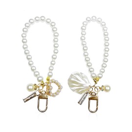2 Pearl Keychains, Women'S Keychains, Pearl Wristbands, Pendant Charms, Shell Love Keychains, Pearl Charms