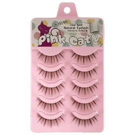 Kagenekodo Transparent Shaft False Eyelashes (Transparent Shaft, 5 Pairs, Brown, 0.2 - 0.4 inches (4 - 11 mm), Natural Long Curl n-FXL67)