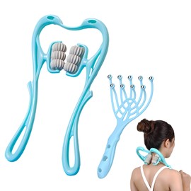 Neck Massager, WATUNID 6 Wheel Manual Cervical Massager with Nine Claws Head Massager, Handheld Dual Pressure Roller Massager Tool for Deep Tissue in Back Shoulder Waist and Legs