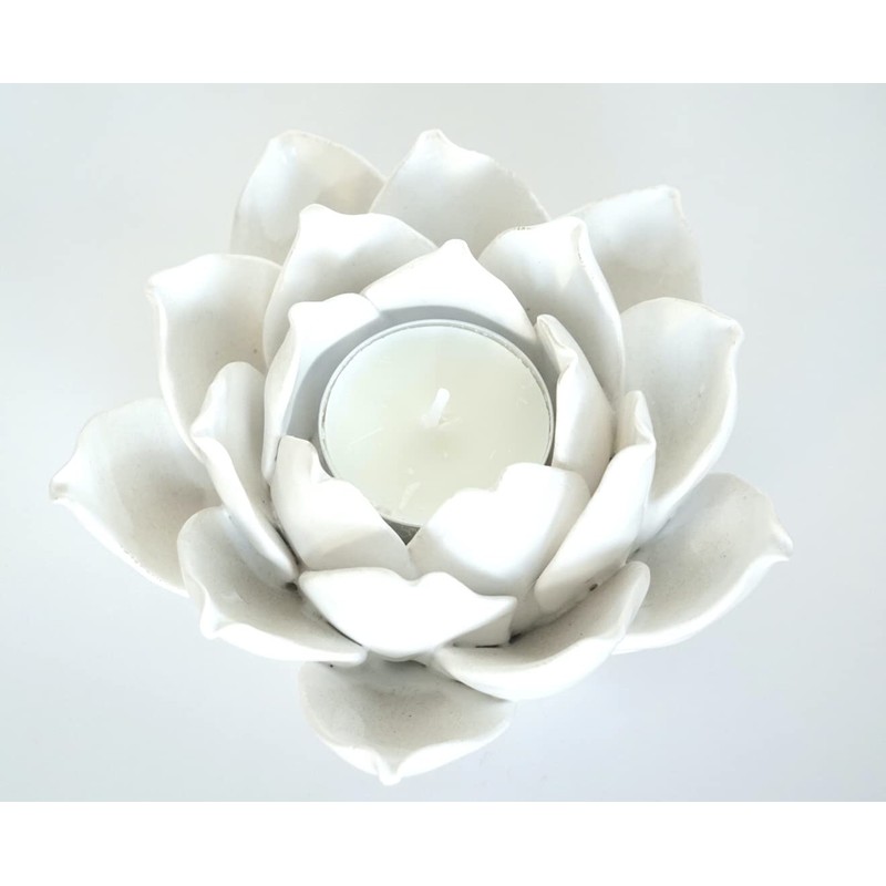 Ceramic Lotus Petals Style Flower Candle Holder Tea Lights Holder