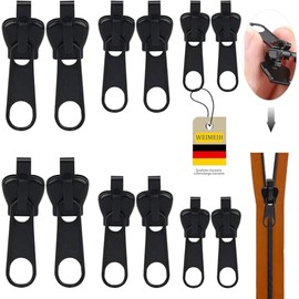 Zip Repair Set Replacement, 3 Sizes Removable Zip Replacement Zip Repair Kit for Jackets, Backpacks, No Additional Tools, Easy to Assemble, Zip Pull (12)