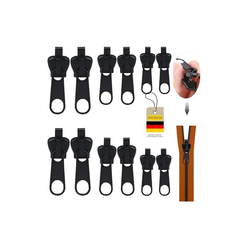 Zip Repair Set Replacement, 3 Sizes Removable Zip Replacement Zip