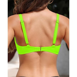 Women Neon Green Underwire Bikini Tops - Push Up Swim Top Only Bra Swimsuit Tops 2025 Bathing Suit Top S