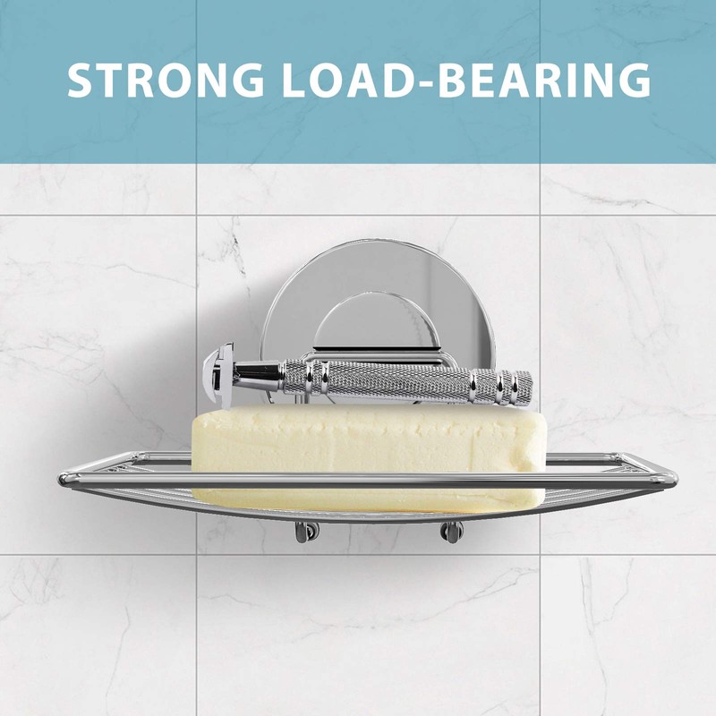 Soap Dish Holder, Stainless Steel Soap Basket with Strong Suction