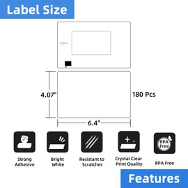 Printholic 12 Rolls Die Cut Large Shipping Labels, 4.07' x 6.4', 180 Labels/Roll, Compatible with Brother QL Label Printers (QL-1050, QL-1060N, QL-1100), Replacement for Brother DK-1247
