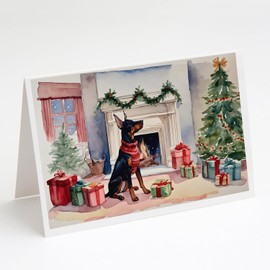 Caroline's Treasures DAC1352GCA7P Doberman Pinscher Christmas Greeting Cards and Envelopes Pack of 8 Blank Cards with Envelopes Whimsical A7 Size 5x7 Blank Greeting Cards