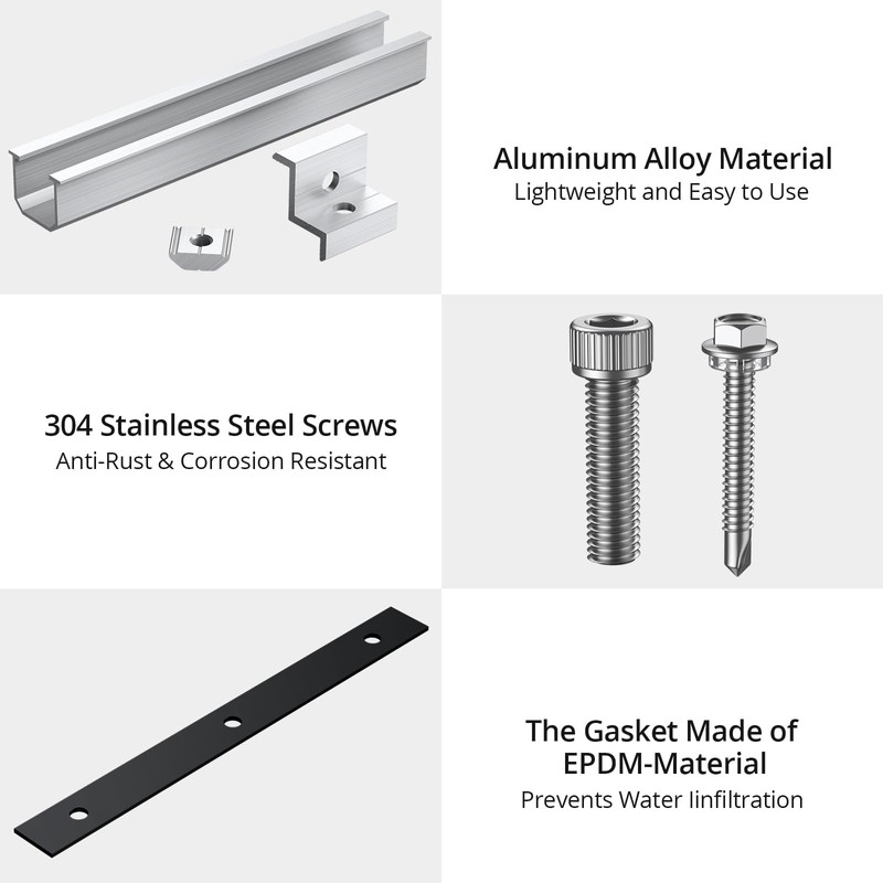 Anbte Solar Panel Bracket Kit, 6 Pcs 7.87 in Aluminium