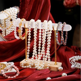 RattanView Selenite Bracelet Holder Display Stand Selenite Crystal Healing Goth Bracelet Display Stand Detachable Jewelry Wrap Watch Organizer Holder with Wooden Base for Bangles Charging Cleansing