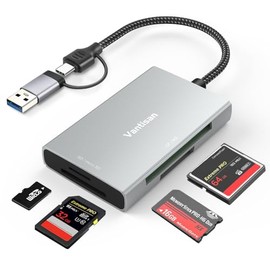 vantisan Lector de Tarjeta de Memoria Múltiple 4 en1,Adaptador Lector de Tarjetas USB 3.0 y USB-C a SD/TF/MS/CF,Lector de Tarjetas de Memoria Dual Car