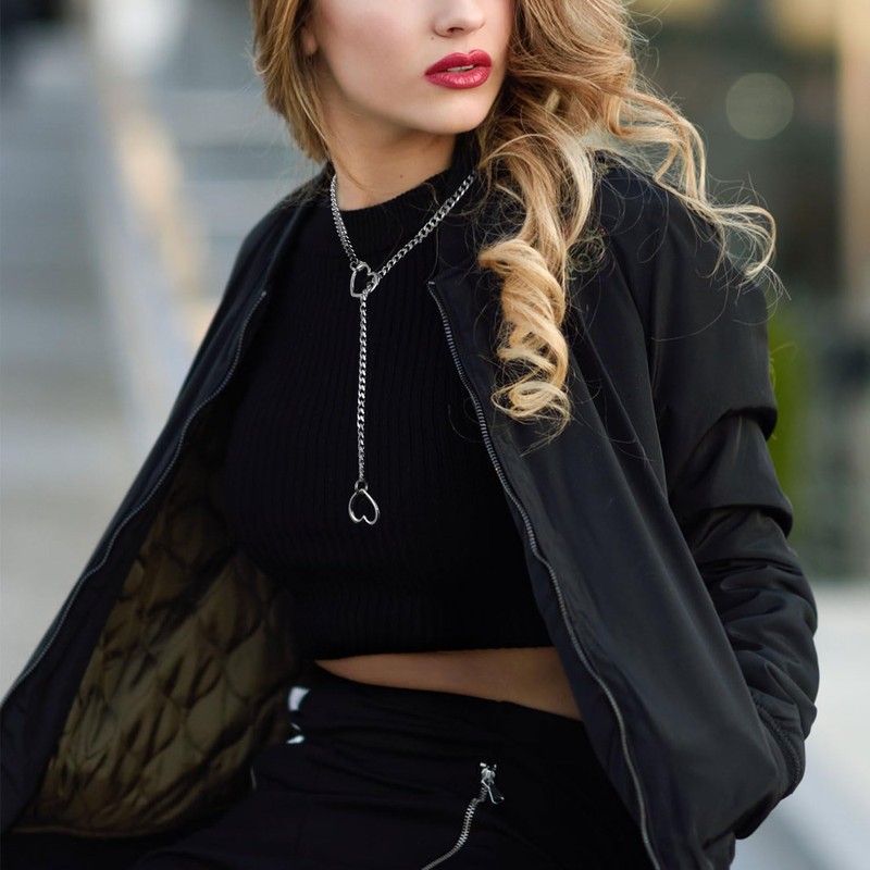 CesmiPSteh Love Shackles Necklace, 70 cm Heart Necklace Women, Heart