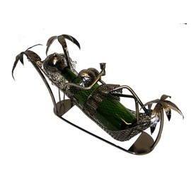 Girl On Hamock Resting by The Beach Metal Wine Bottle Holder Character