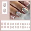 Short Press on Nails White French Square Fake Nails Glossy