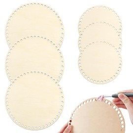 Pack of 6 Basket Floors for Crocheting, Orbicular Wooden Base for Crochet, Natural Wood Basket Base, Bag Base for Crocheting, for DIY Basket, Weaving Supplies, Home Decoration, Crafts (15 cm / 20 cm)
