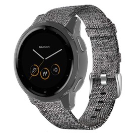 Compatible for Garmin vivoactive 4S Bands, Lvbu Breathable Nylon Woven Fabric Replacement Accessory Strap Compatible for Garmin vívoactive 4S 40mm Smartwatch (Grey Band+Black case)
