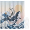 Funny Cat Shower Curtain, Cat Bathroom Curtain Cute Bathing Cat
