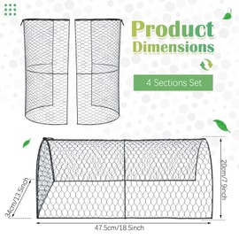Tandefio 4 Pack Arch Metal Tunnel Chicken Wire Cloche for Garden Plant Protector and Cover 18.5 x 8 Inch Garden Cloche Plant Protection Cage from Wild Animals for Seedlings Flowers Vegetable