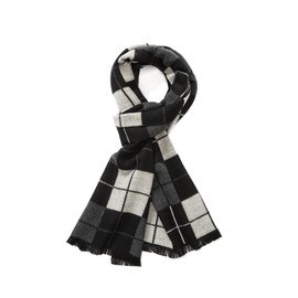 Tonten Mens Winter Wool Scarf (White&Black)