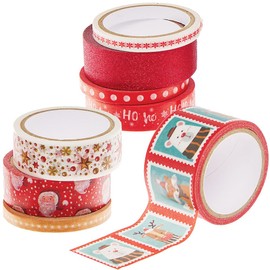 Baker Ross FN353 Christmas Washi Tape - Pack of 8, Christmas Arts and Crafts Supplies
