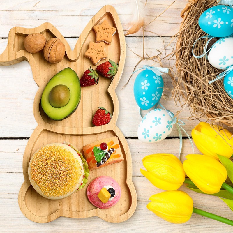 Maxcheck 2 Pcs Easter Farmhouse Bunny Serving Platter Large Rustic