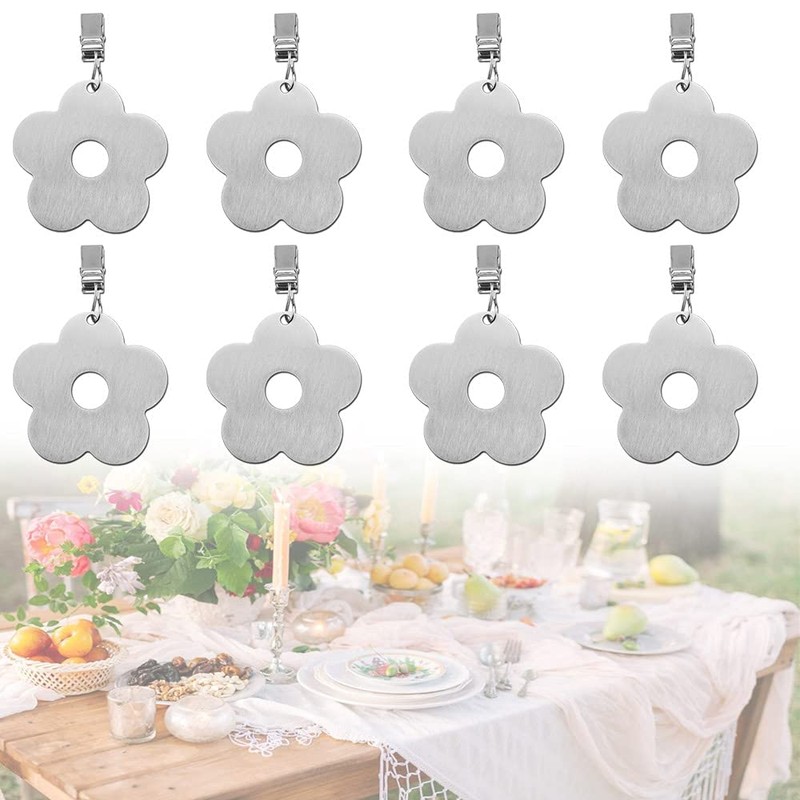 STCRERAG Pack of 8 Flower Tablecloth Weights, Stainless Steel Tablecloth