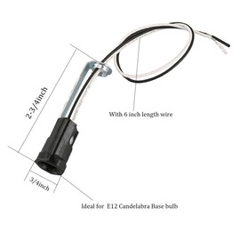 TWDRTDD Candelabra Base Lamp Holder Light Socket, Keyless Phenolic Socket with 6 Inch Wire Leads (Pack of 3)