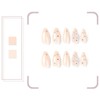 24pcs Medium Almond False Nails - Nude Rhinestone Butterfly &