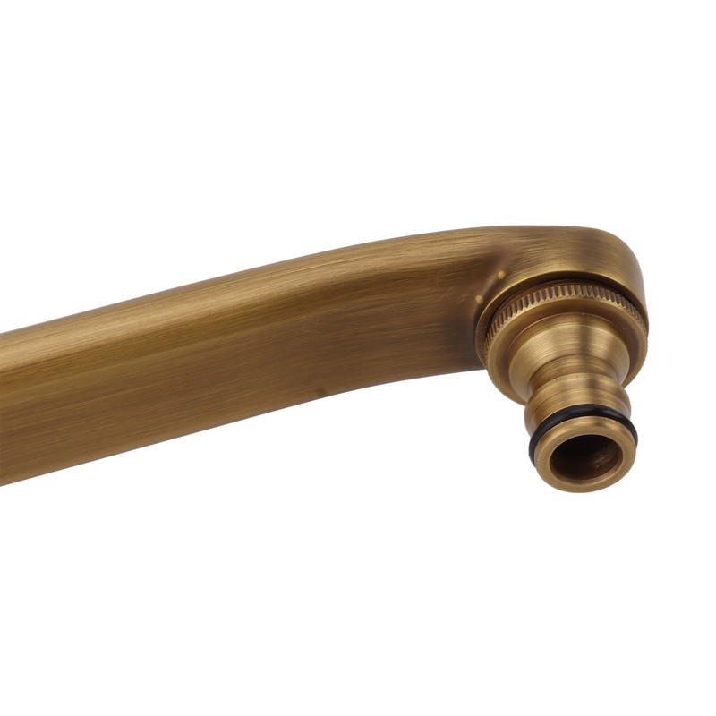 Antique Garden Faucet with Extended Spout Antifreezing Copper Wall Mount