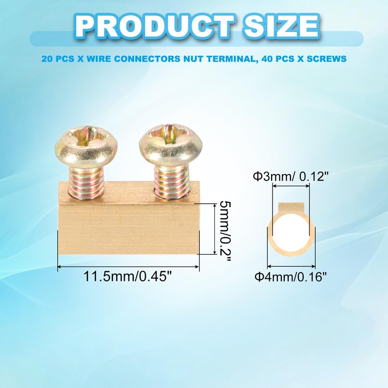 PATIKIL 11.5x4x5mm Wire Connectors Nut Terminal, 20 Pcs 5 A