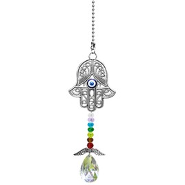 Crystal Sun Catchers with Wings for Windows, Hamsa Hand Car Hanging Accessories Suncatcher for Women and Men