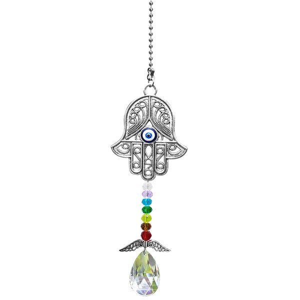 Crystal Sun Catchers with Wings for Windows, Hamsa Hand Car