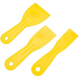 Performance Tool 1173 3 Pc. Plastic Putty Knife Set 1.5-3 In., Durable Polypropylene, Angled Edges, Contoured Blades, Yellow