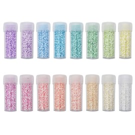 INSPIRELLE Size Almost Uniform 80 Gram 12/0 (2mm) Glass Round Seed Beads for Craft Jewelry Making, 16 Opaque AB Pastel Colors