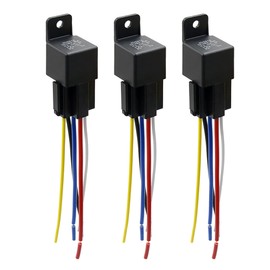 sourcing map 3 pieces DC 48V 40A SPDT car relay 5 pin 5 wires with wiring harness socket plug