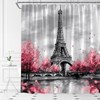 AMFD Eiffel Tower Shower Curtain Pink Romantic France Paris City