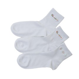 Champion CWSCY204 Women's Socks, Plain Socks, 3-Pair Set, Non-Pile Logo Embroidery, Script Logo, Quarter Length Socks, white