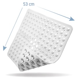Toniamo Shower Mat Non-Slip 53 x 53 cm Non-Slip Shower Square Non-Slip Mat Shower Antibacterial & Machine Safe Shower Mat Non-Slip BPA-Free White