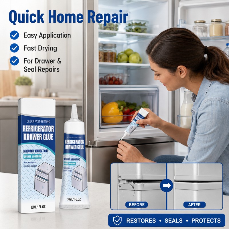 Refrigerator Repair Adhesive for Plastic & Glass – Cold-Resistant Clear