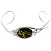 Classic 925 Sterling Silver Solid Bangle Bracelet set with Green