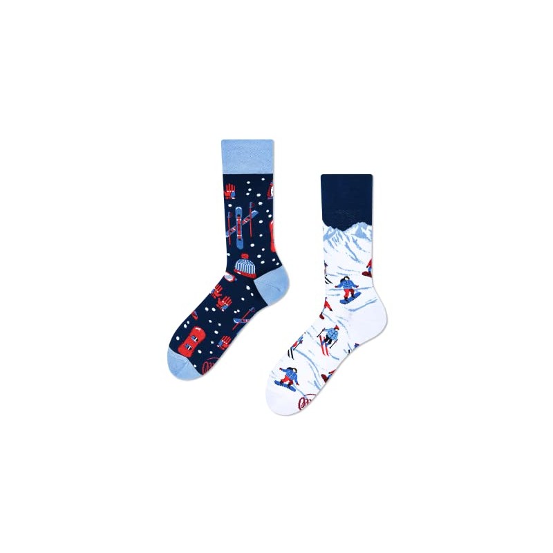 Many Mornings Unisex Alpine Ski Mismatched Socks, Multi-colour.